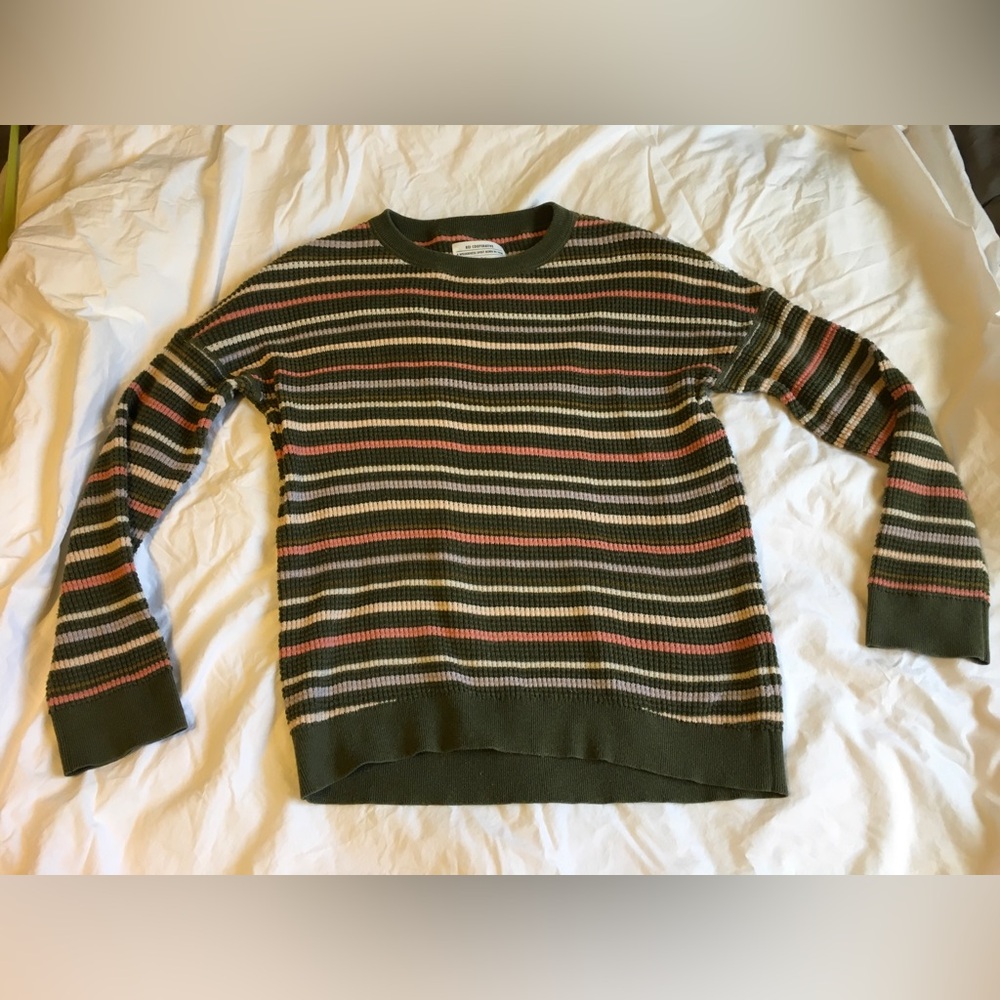 Wallace Lake Waffle sweater organic cotton REI green pink medium - Picture 2 of 14